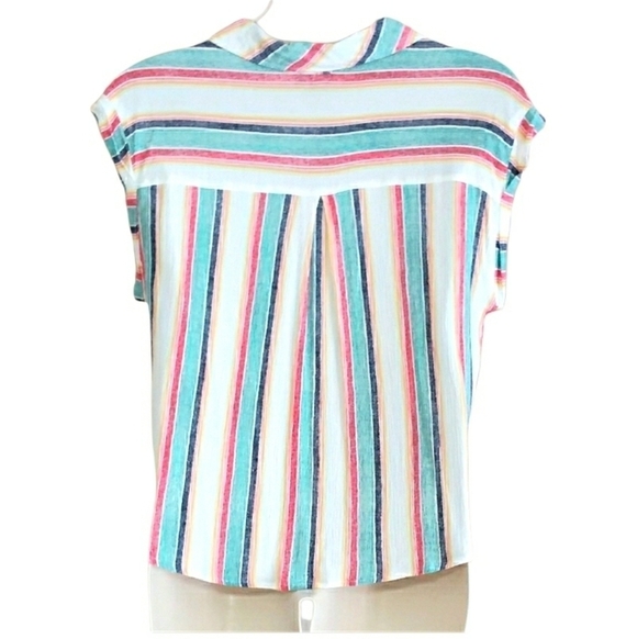 Zenobia Women's Striped High-Low Button Front Shirt - Picture 2 of 6